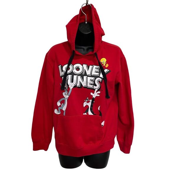 Looney Tunes Retro Red Hoodie Bugs Bunny Sylvester Tweety Bird Sz S(3-5) - Picture 1 of 7